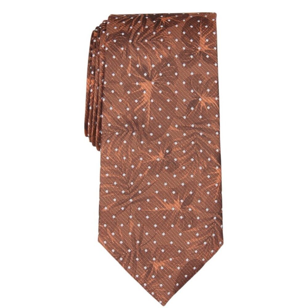 Savile Row Co Mens Cognac Copper Floral Shaw Dot Classic Tie Workwear New